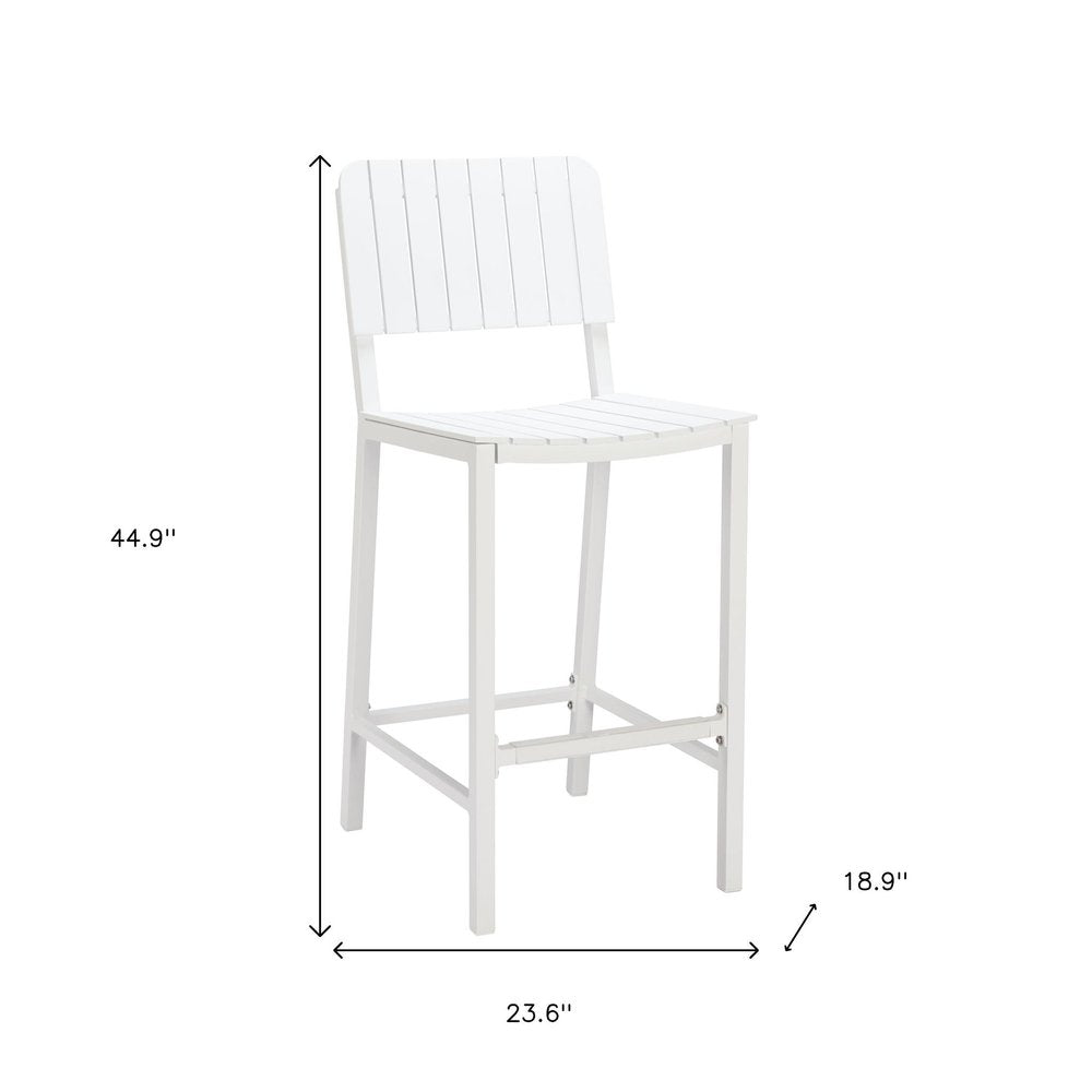 45" White Metal Outdoor Bar Chair