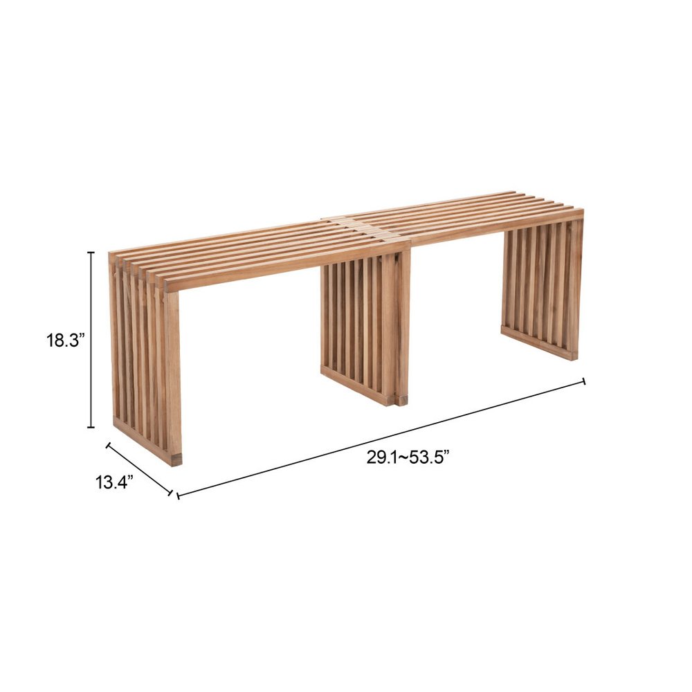 54" Acacia Wood Modular Patio Bench