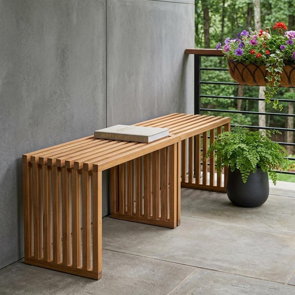 54" Acacia Wood Modular Patio Bench