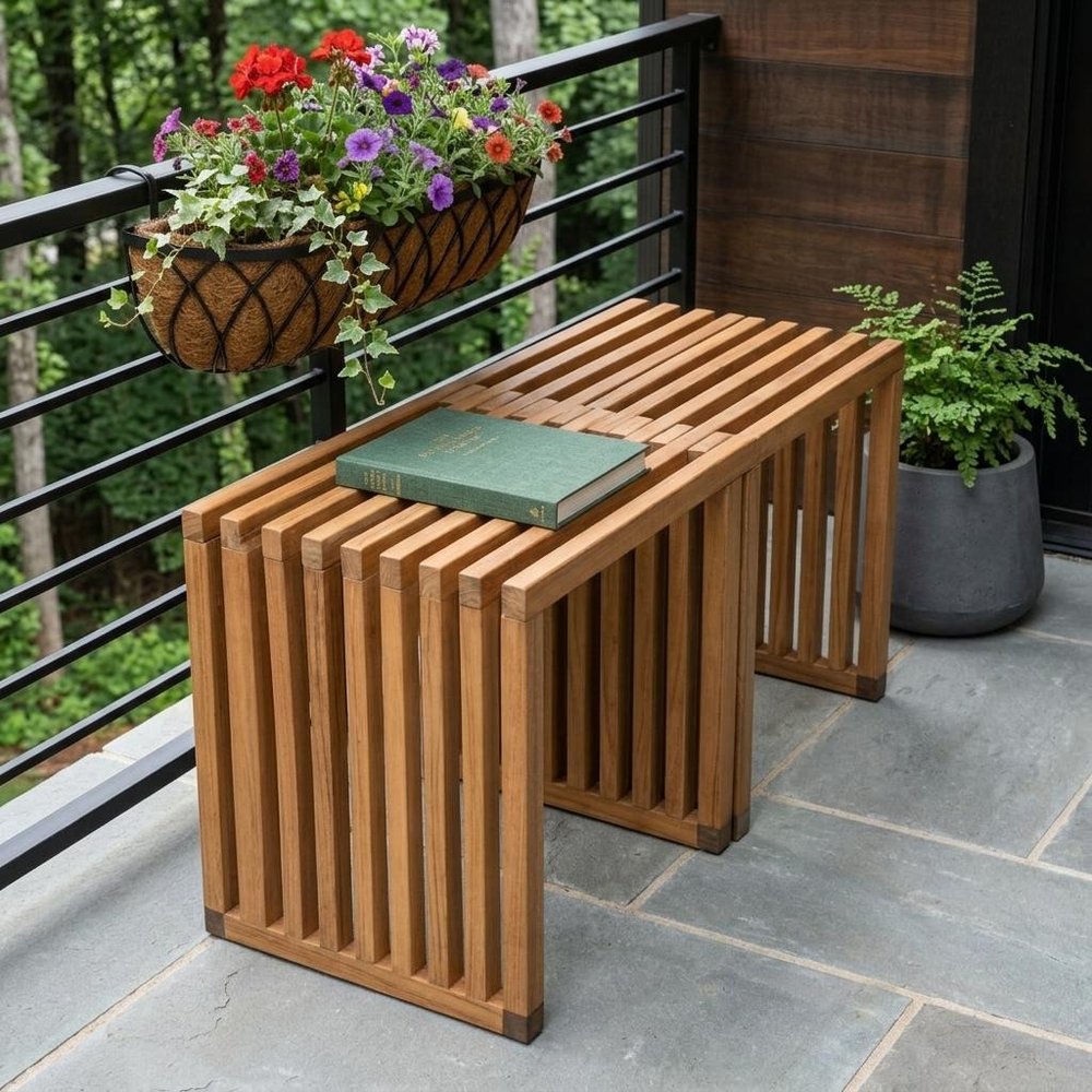 27" Acacia Wood Modular Patio Bench