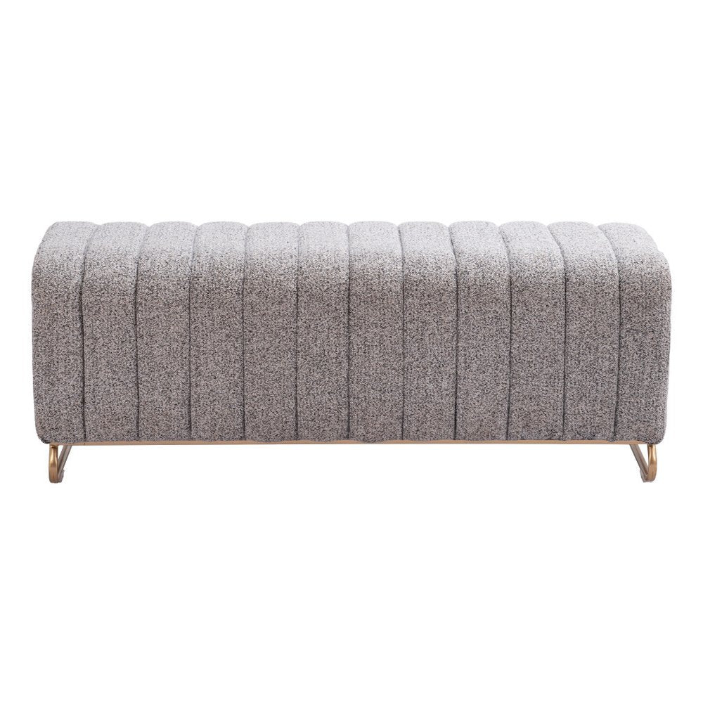 48" Gray and Gold Channel Tufted Bench