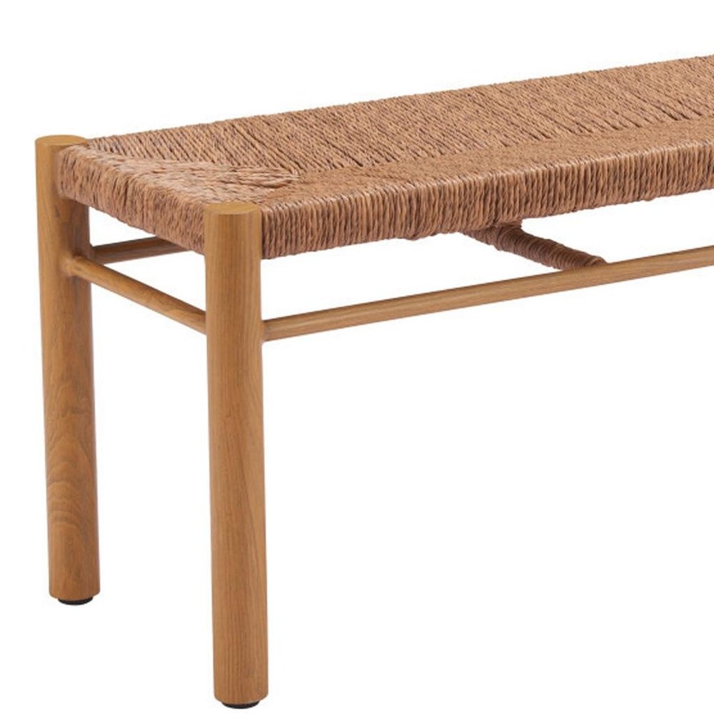 48" Black Metal And Faux Rattan Garden Patio Bench