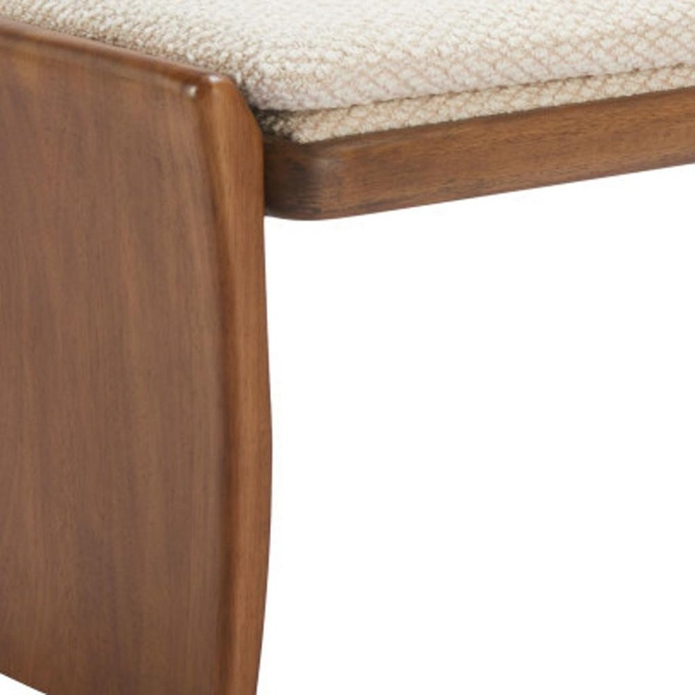 48" Beige and Brown Curved Scandinavian Bench
