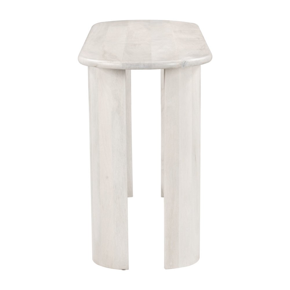 58" White Oval Wood Console Table