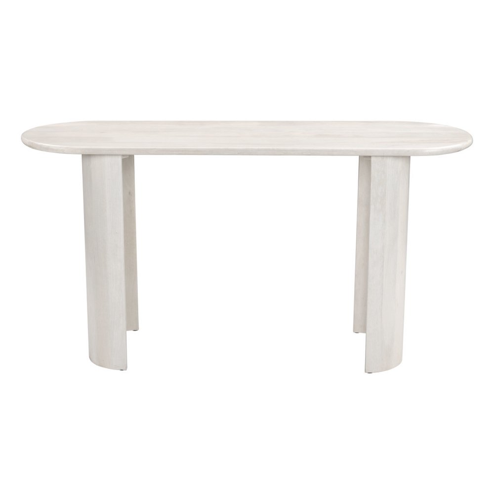 58" White Oval Wood Console Table