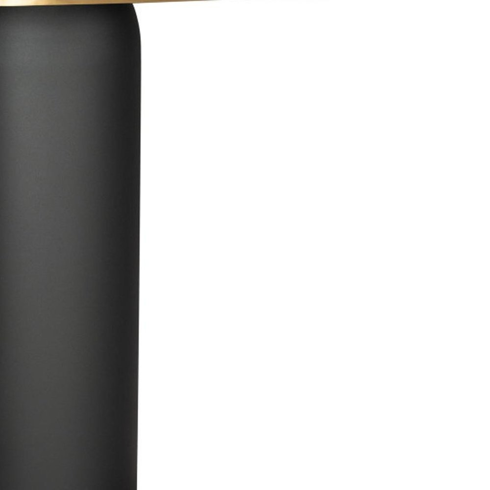 42" Black and Gold Marble Double Pedestal Console Table