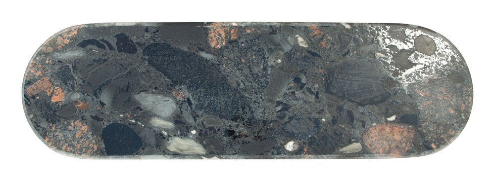 42" Black and Gold Marble Double Pedestal Console Table