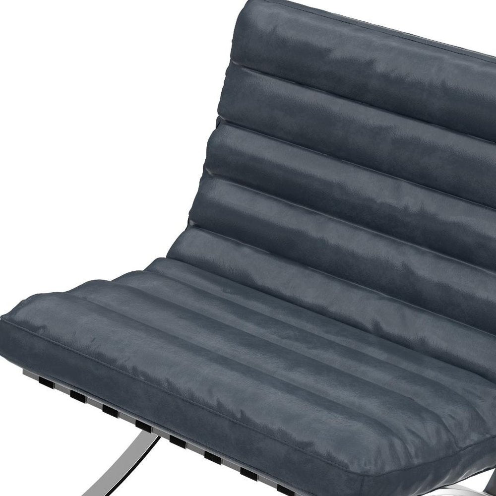 29" Leather Horizontal Tufted Armless Lounge Chair