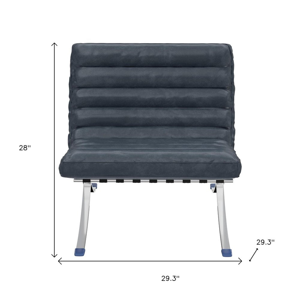 29" Leather Horizontal Tufted Armless Lounge Chair