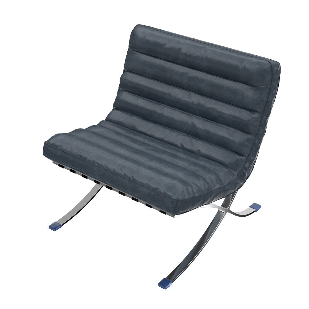 29" Leather Horizontal Tufted Armless Lounge Chair