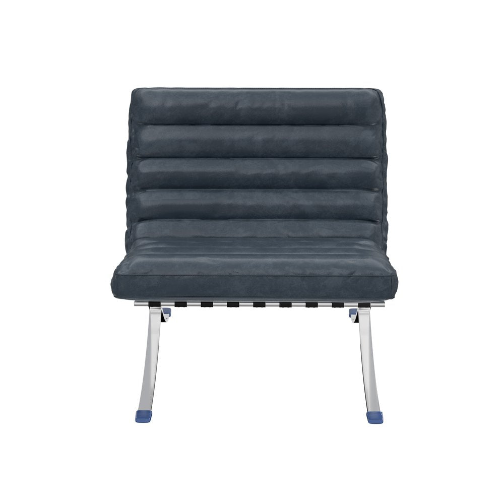 29" Leather Horizontal Tufted Armless Lounge Chair