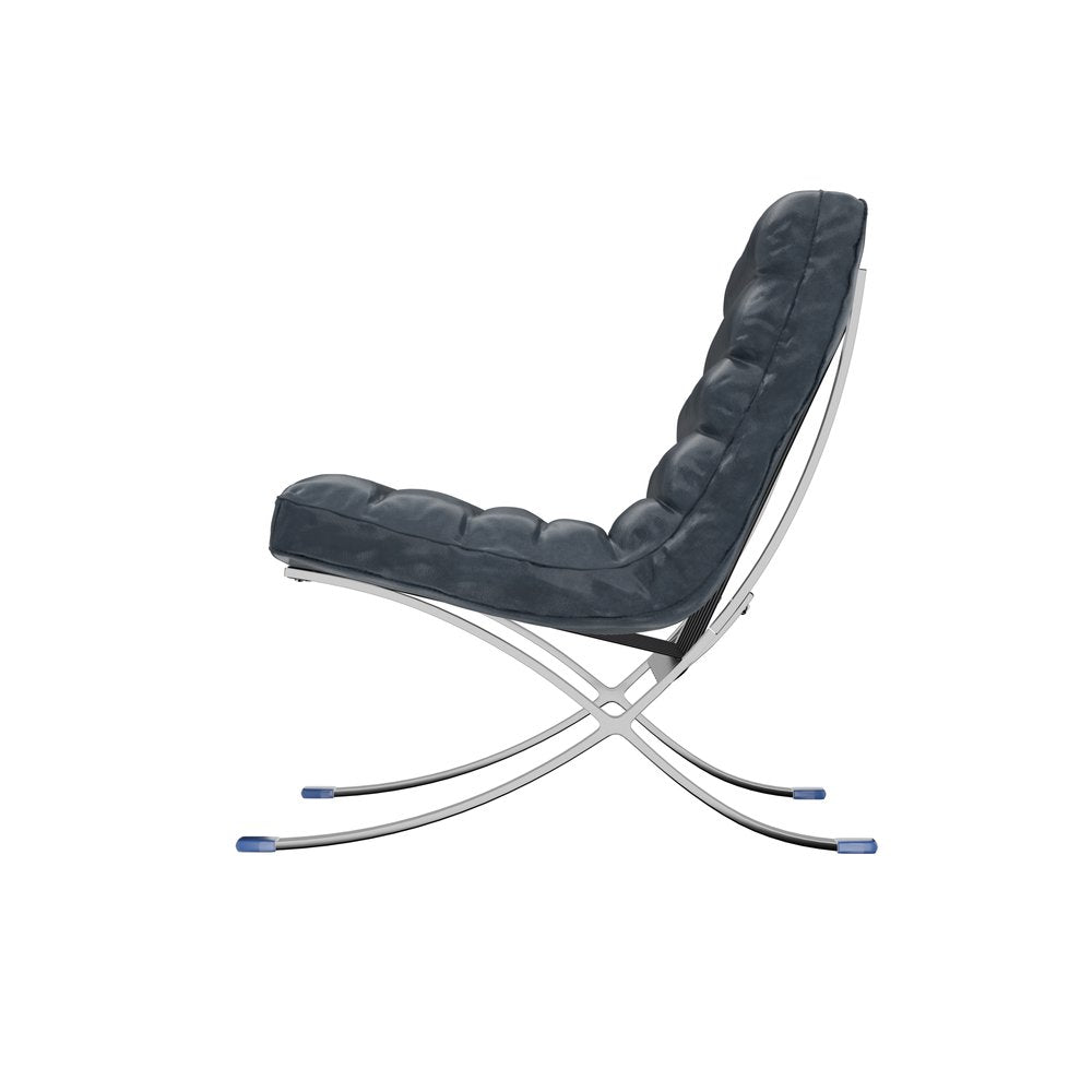 29" Leather Horizontal Tufted Armless Lounge Chair