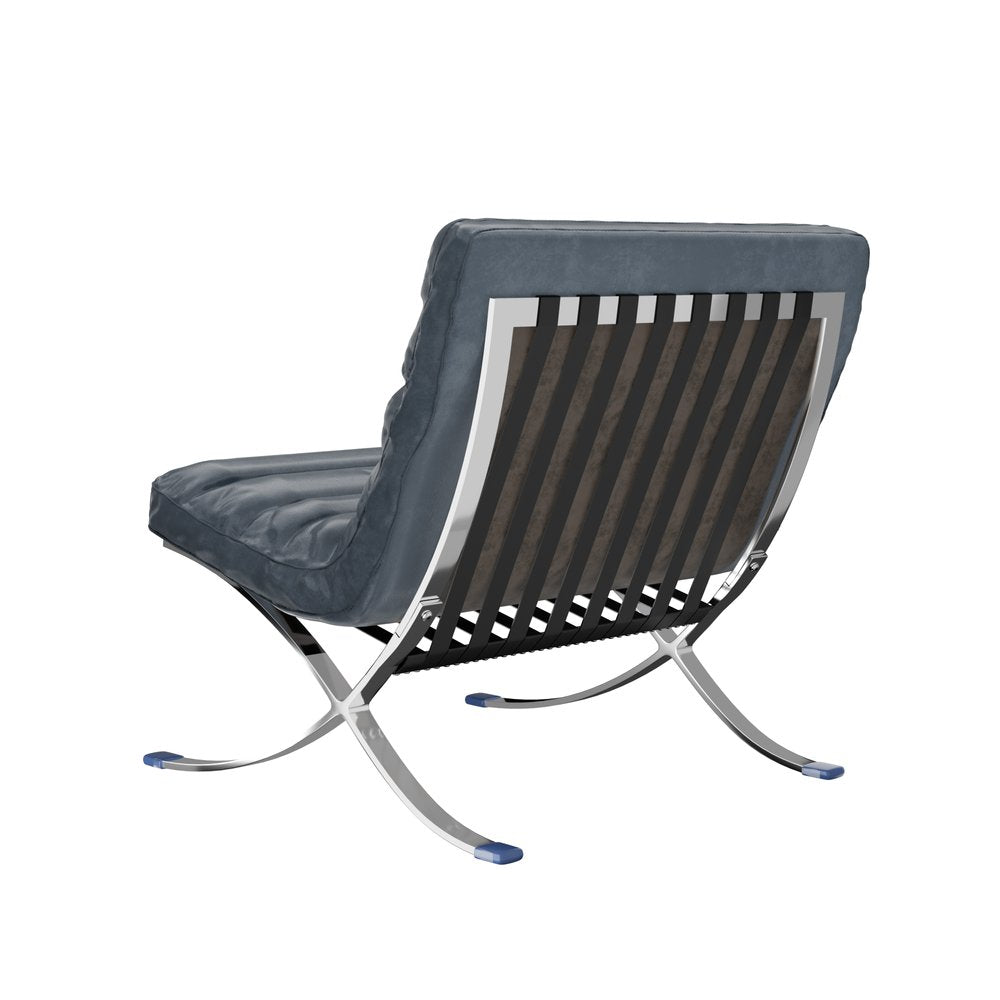 29" Leather Horizontal Tufted Armless Lounge Chair