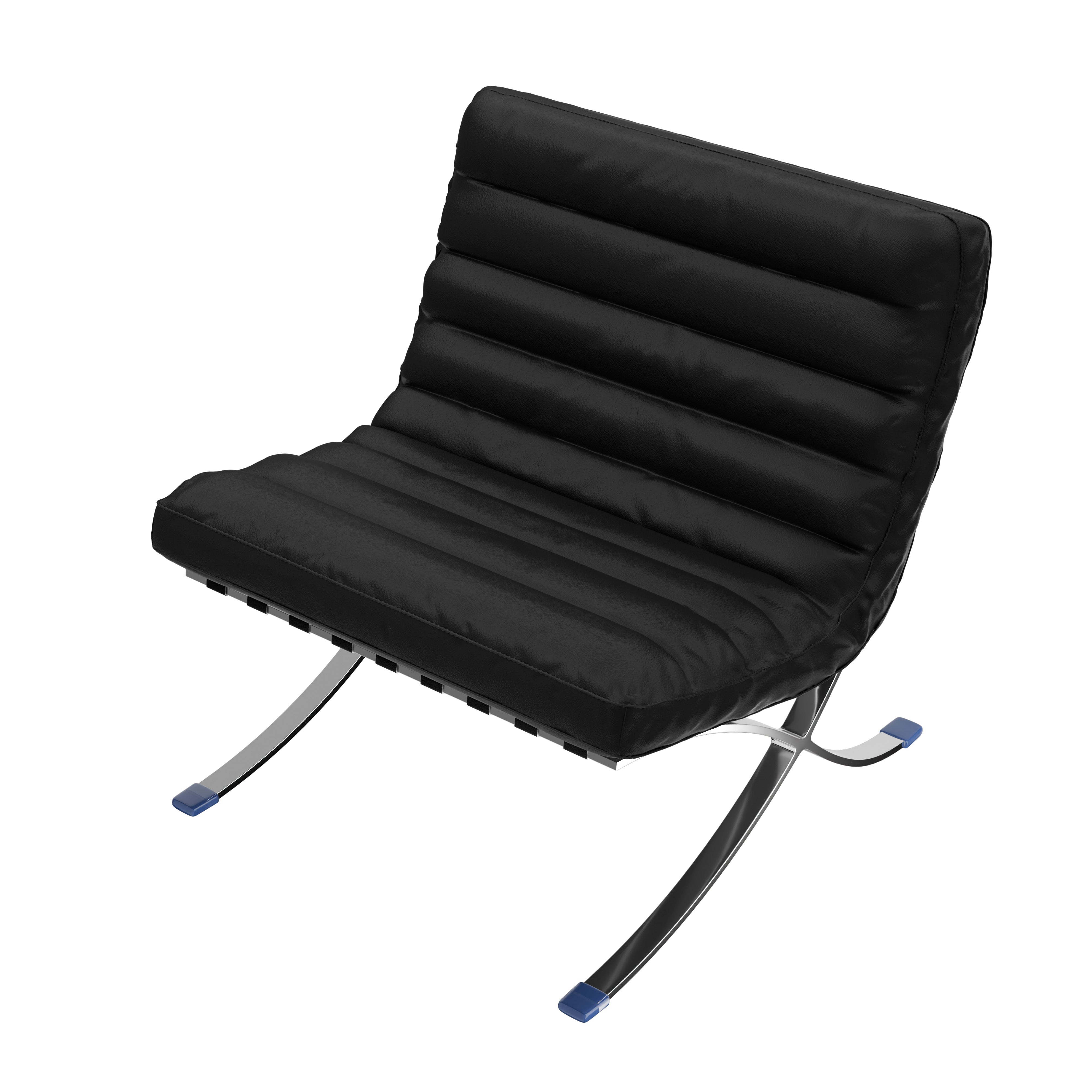29" Leather Horizontal Tufted Armless Lounge Chair