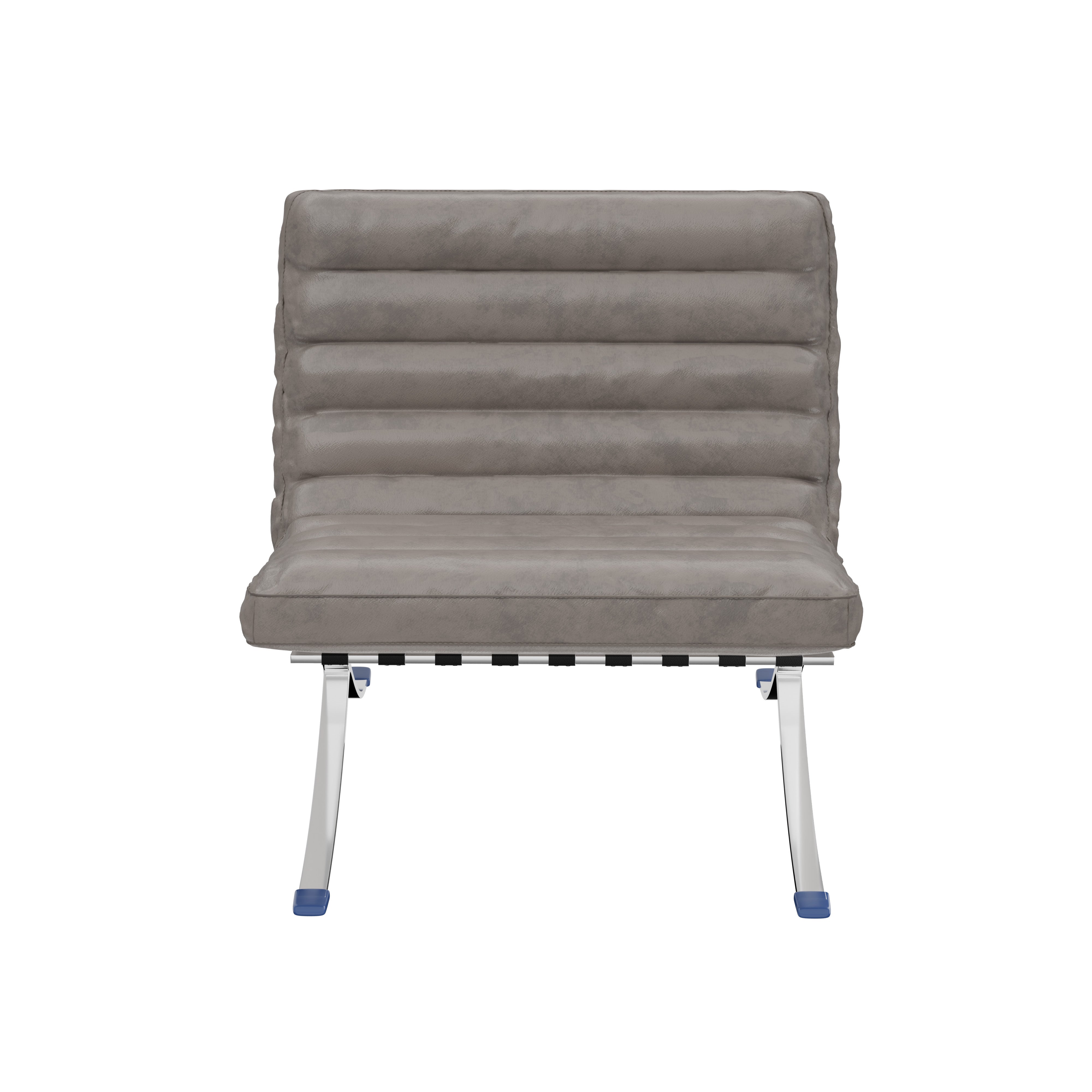 29" Leather Horizontal Tufted Armless Lounge Chair
