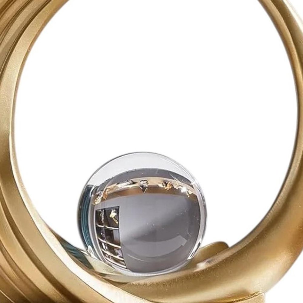 10" Gold Ring and Crystal Ball Sculpture