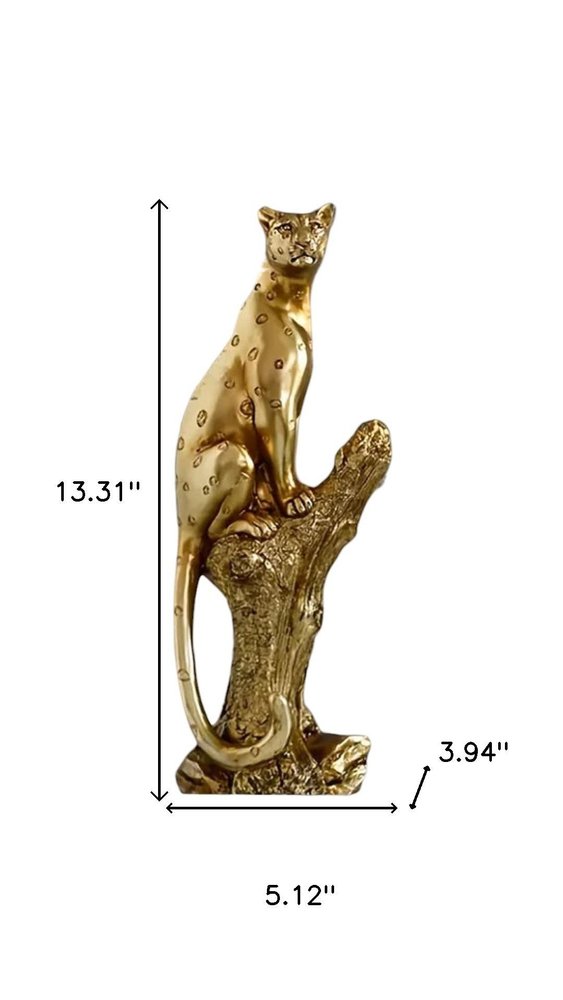 13" Bronze Handpainted Leopard Sculpture