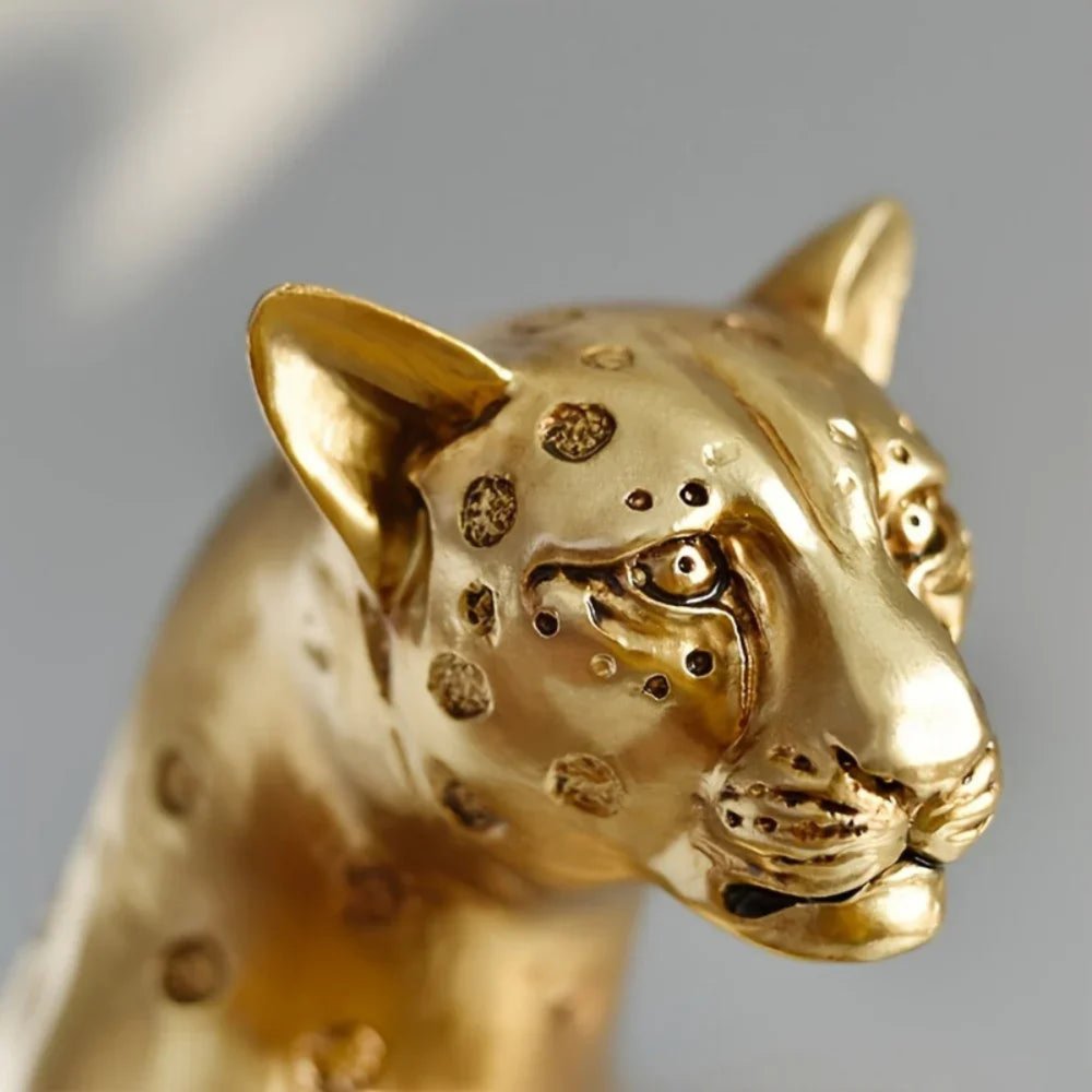 13" Bronze Handpainted Leopard Sculpture