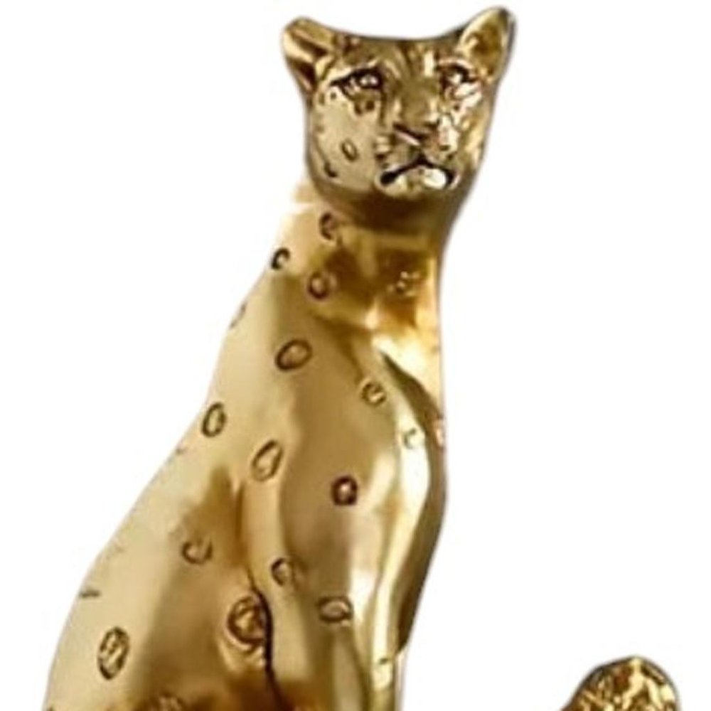 13" Bronze Handpainted Leopard Sculpture