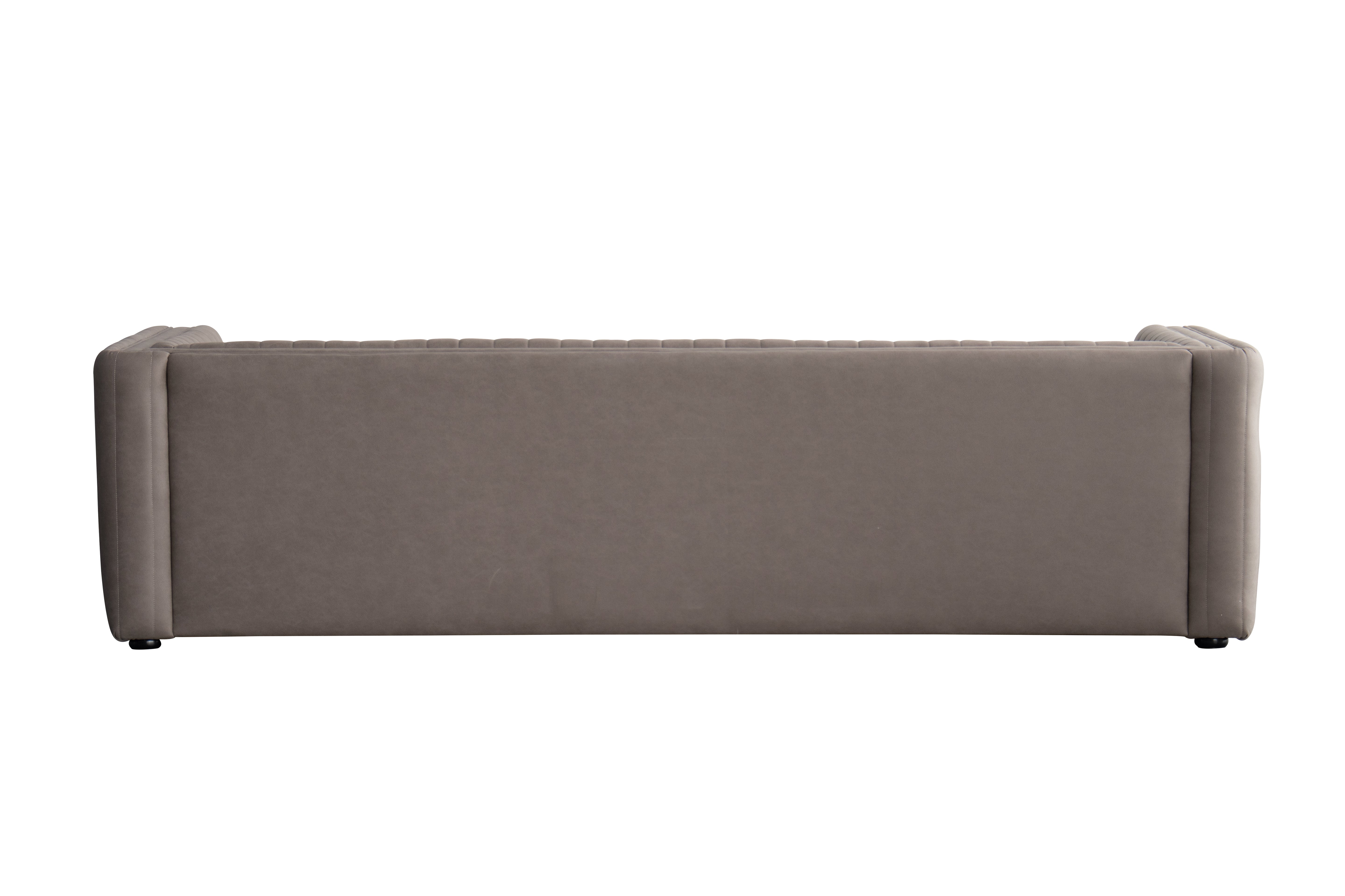 98" Brown Channel Tufted Tuxedo Sofa