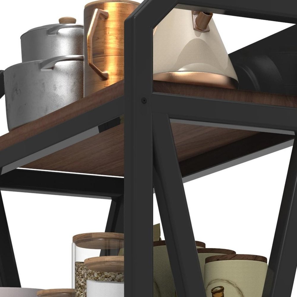 56" Black and Brown Industrial Bookshelf