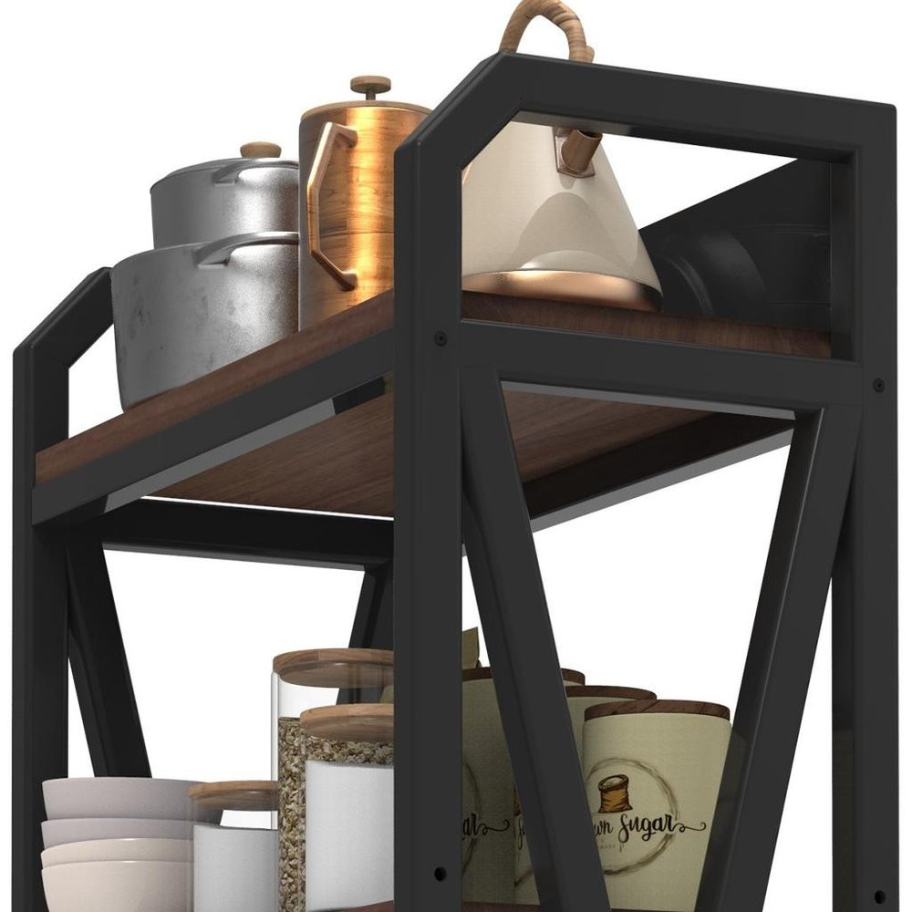 56" Black and Brown Industrial Bookshelf