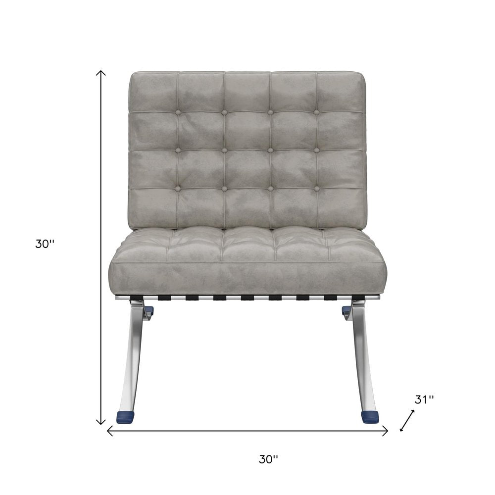 30" Tufted Faux Leather Contemporary Slipper Chair