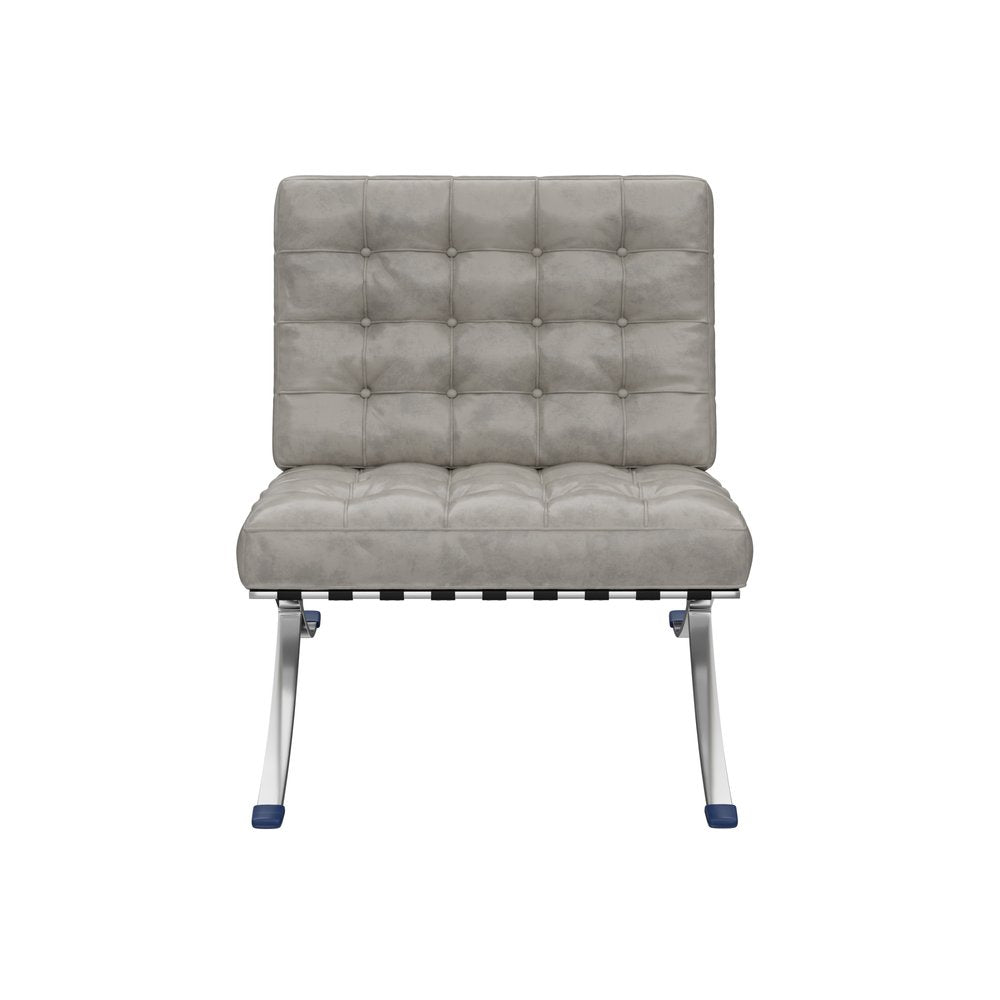 30" Tufted Faux Leather Contemporary Slipper Chair