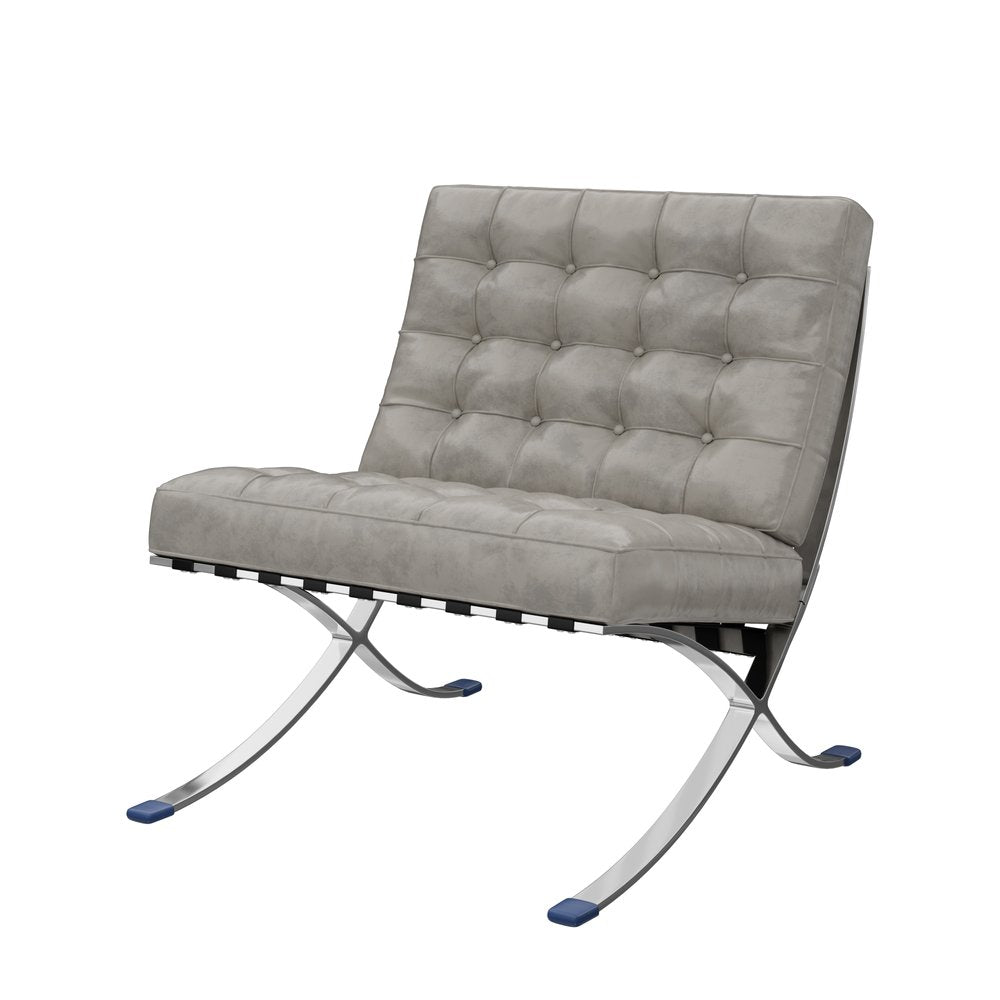 30" Tufted Faux Leather Contemporary Slipper Chair