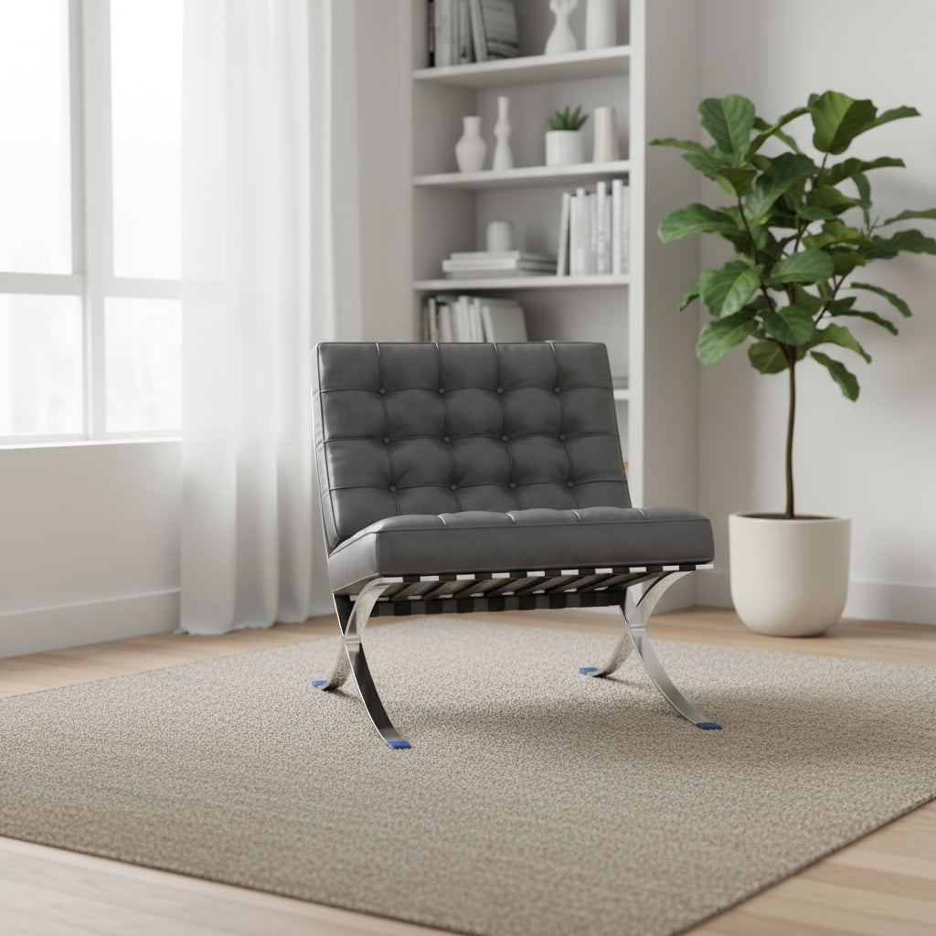 30" Tufted Faux Leather Contemporary Slipper Chair