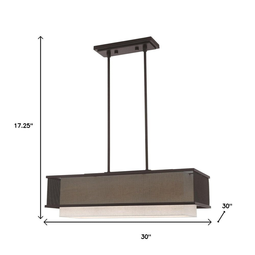 30" Bronze Steel Shade Chandelier