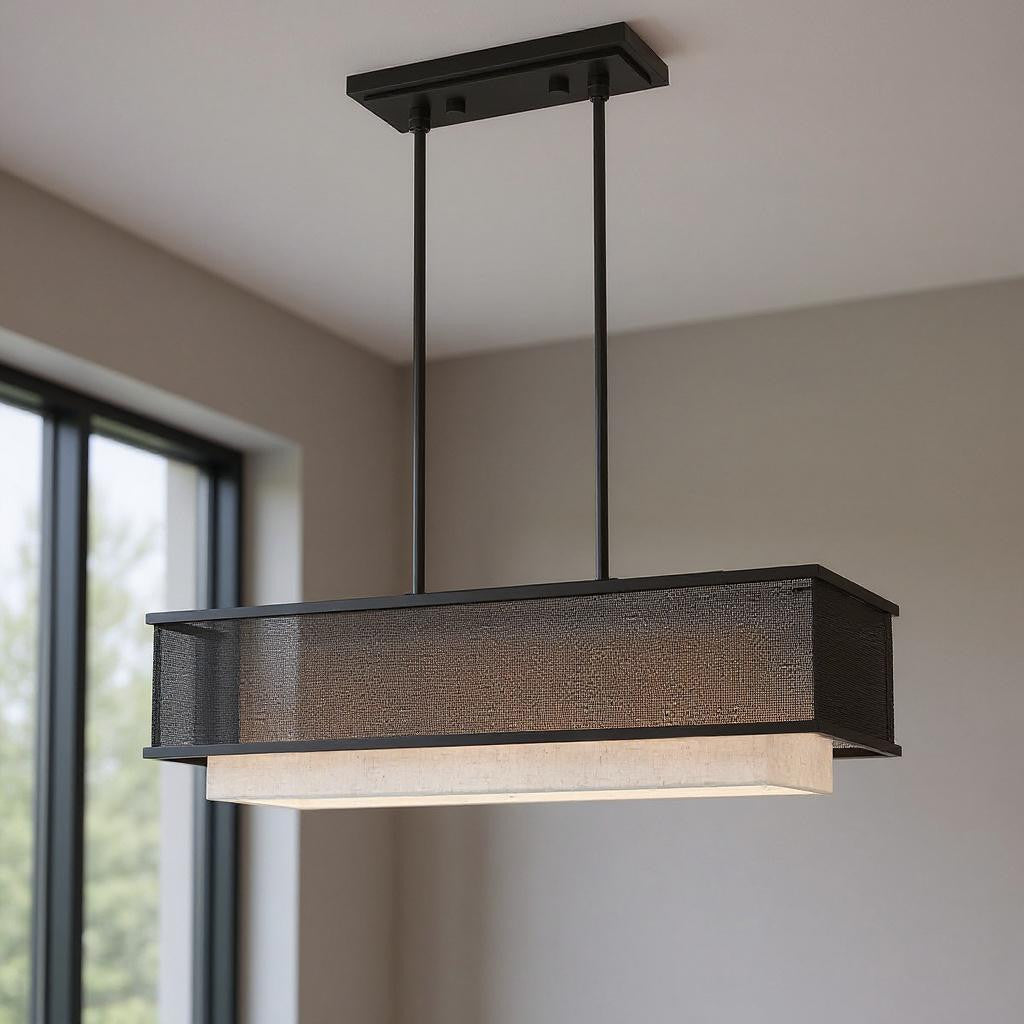 30" Bronze Steel Shade Chandelier