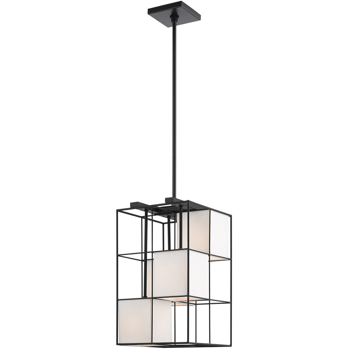 25" Black 4 Cube Cage Pendant Light