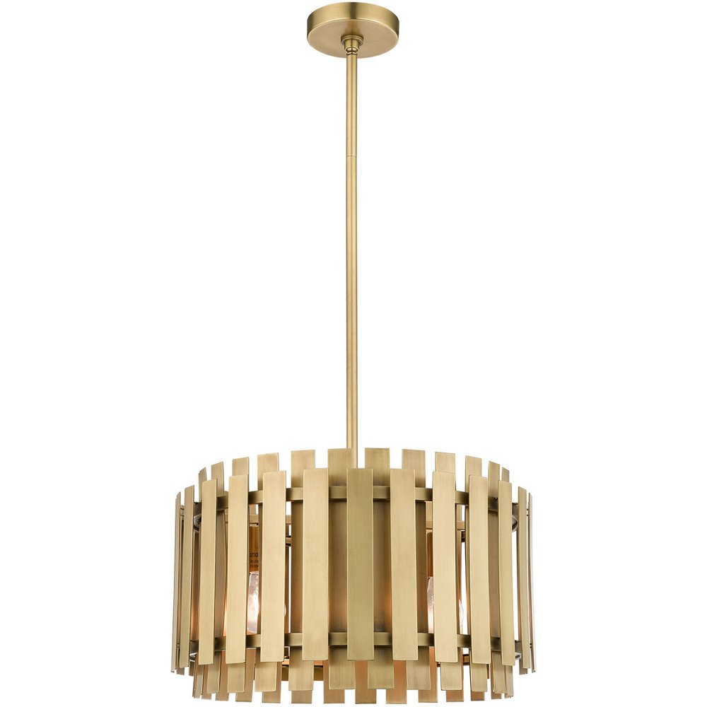 18" Brass Metal Drum Pendant Light