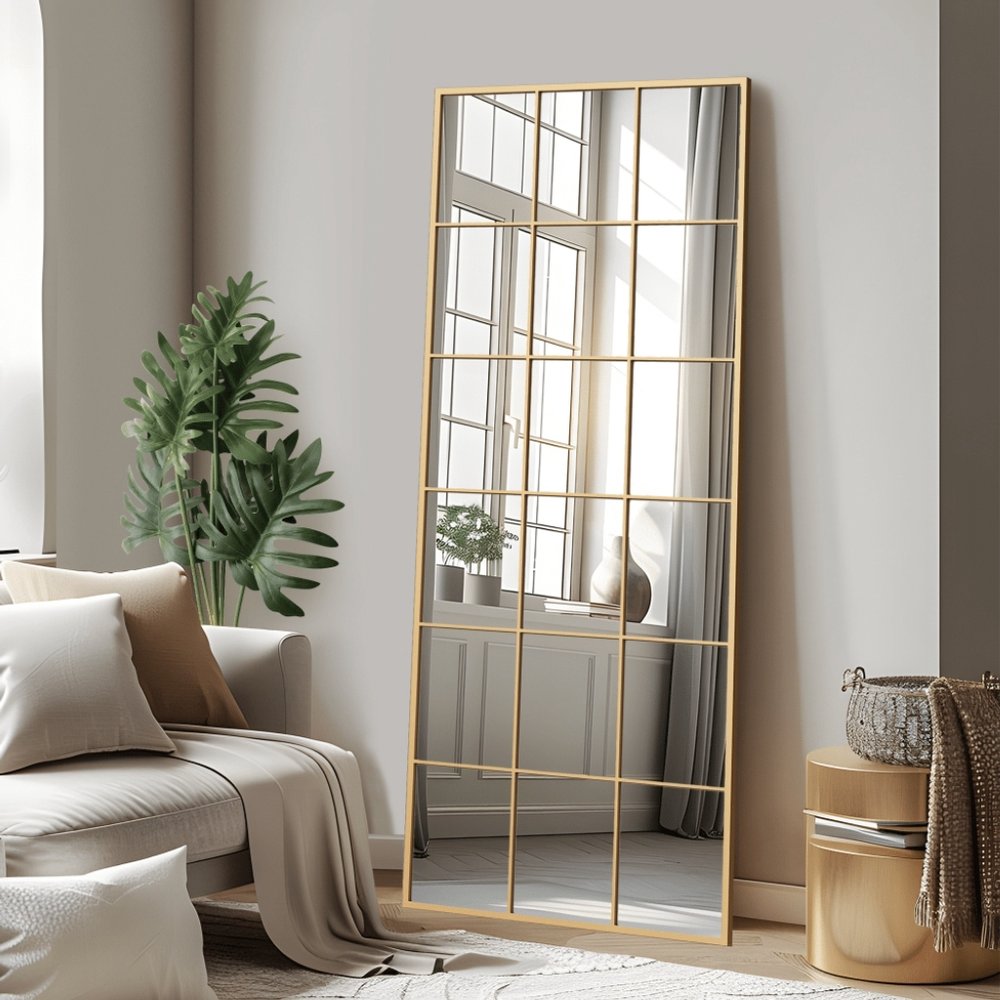 69" Gold Metal Pane Mirror