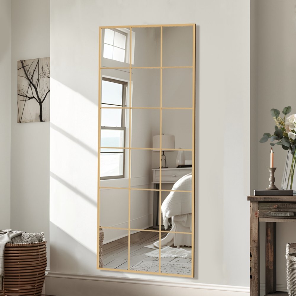 69" Gold Metal Pane Mirror