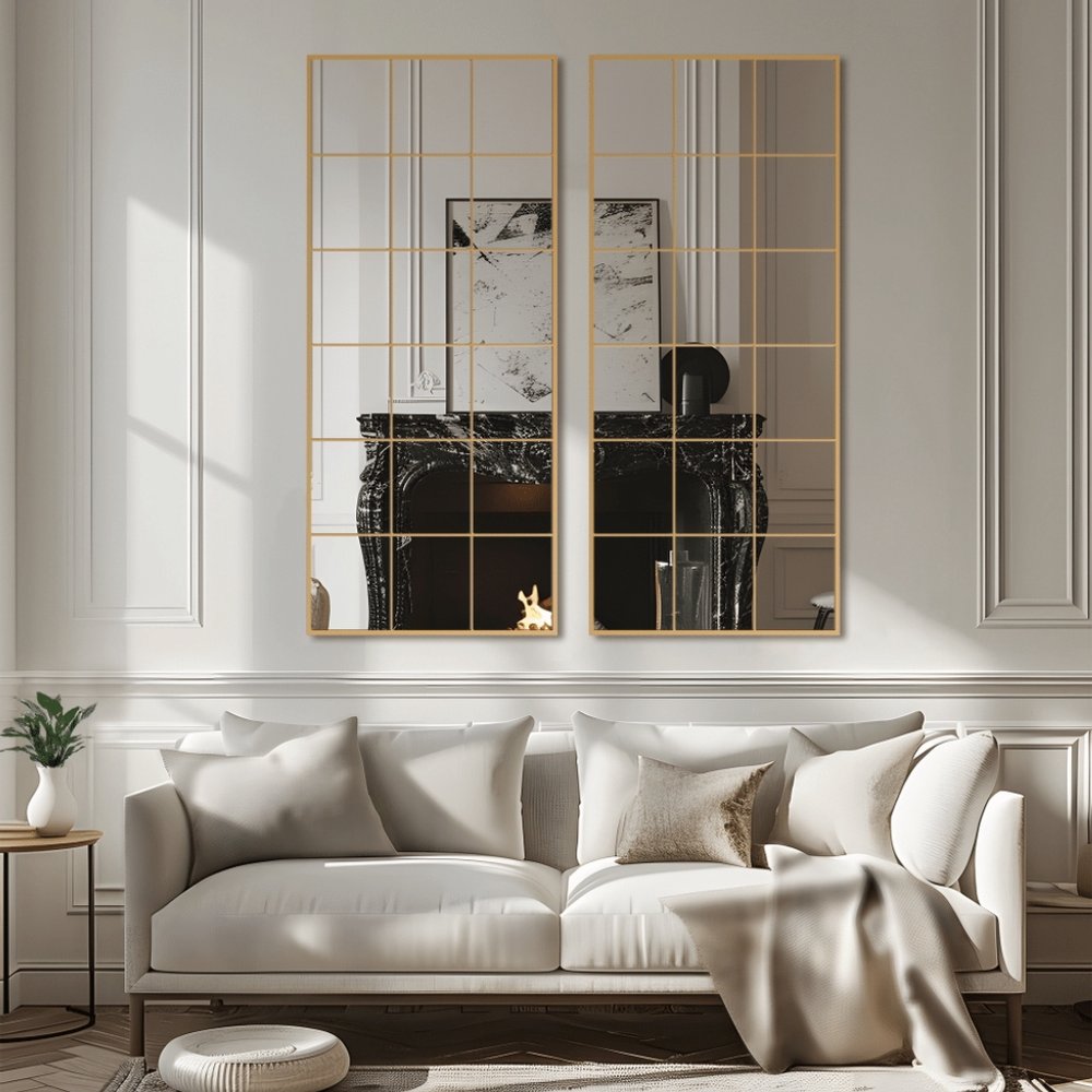 69" Gold Metal Pane Mirror