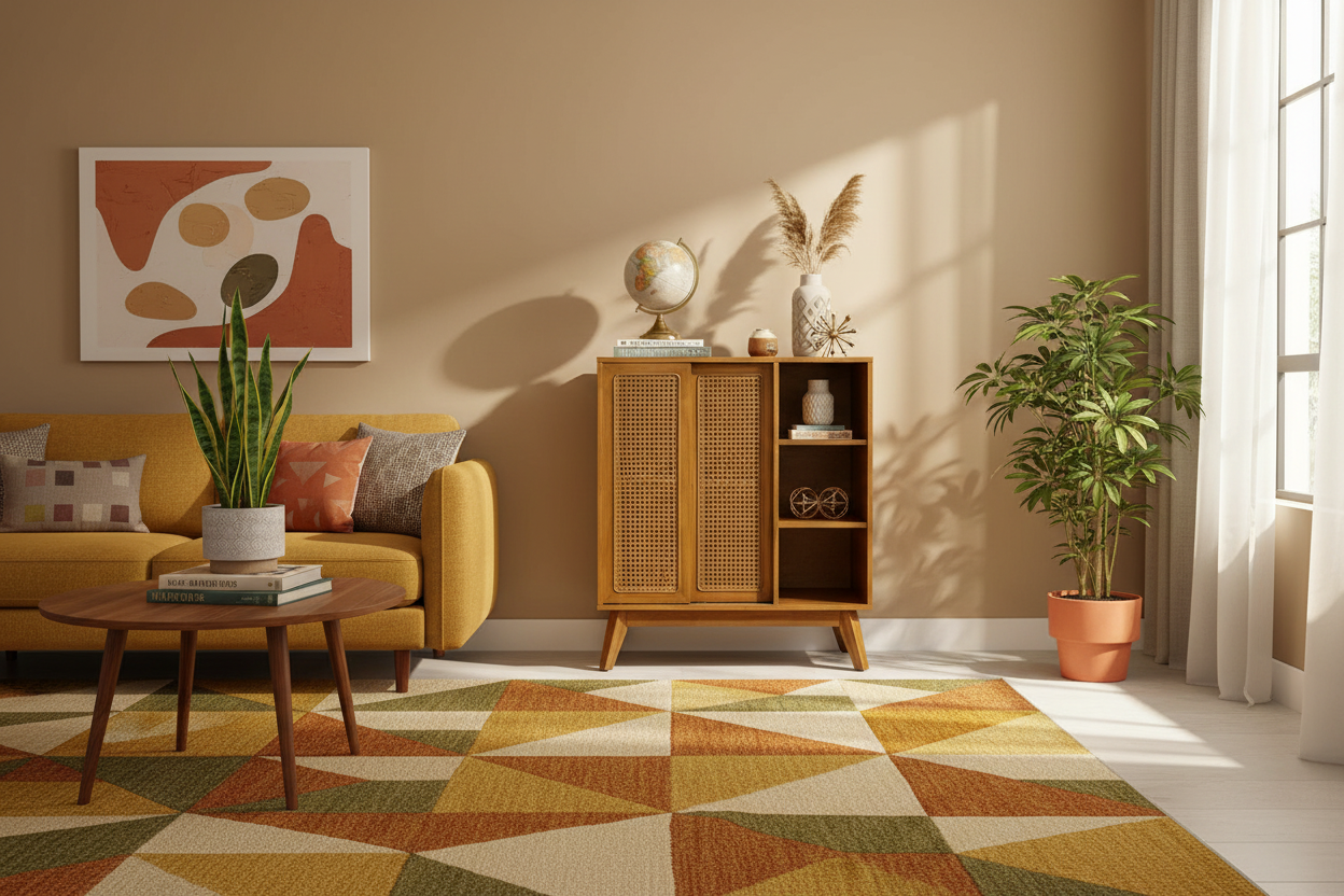 32" Brown Mid-Century Wood Cabinet