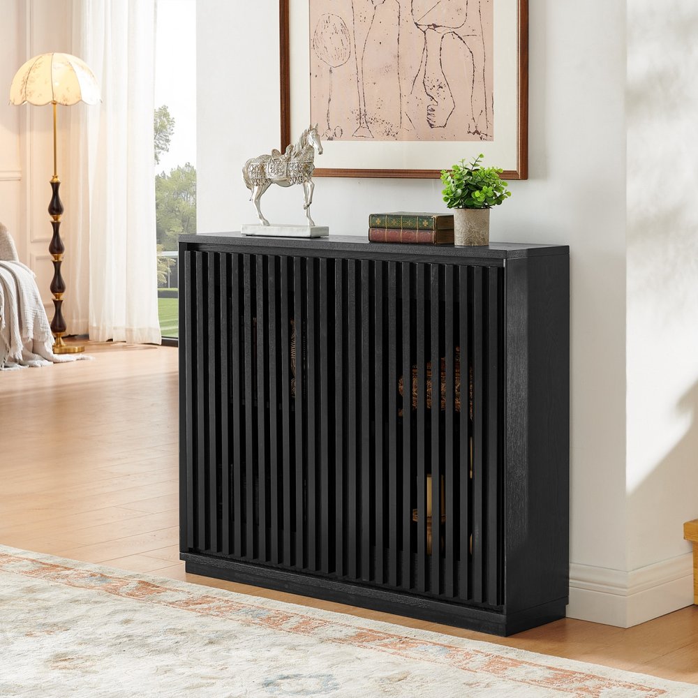 39" Black Fluted Wood Cabinet