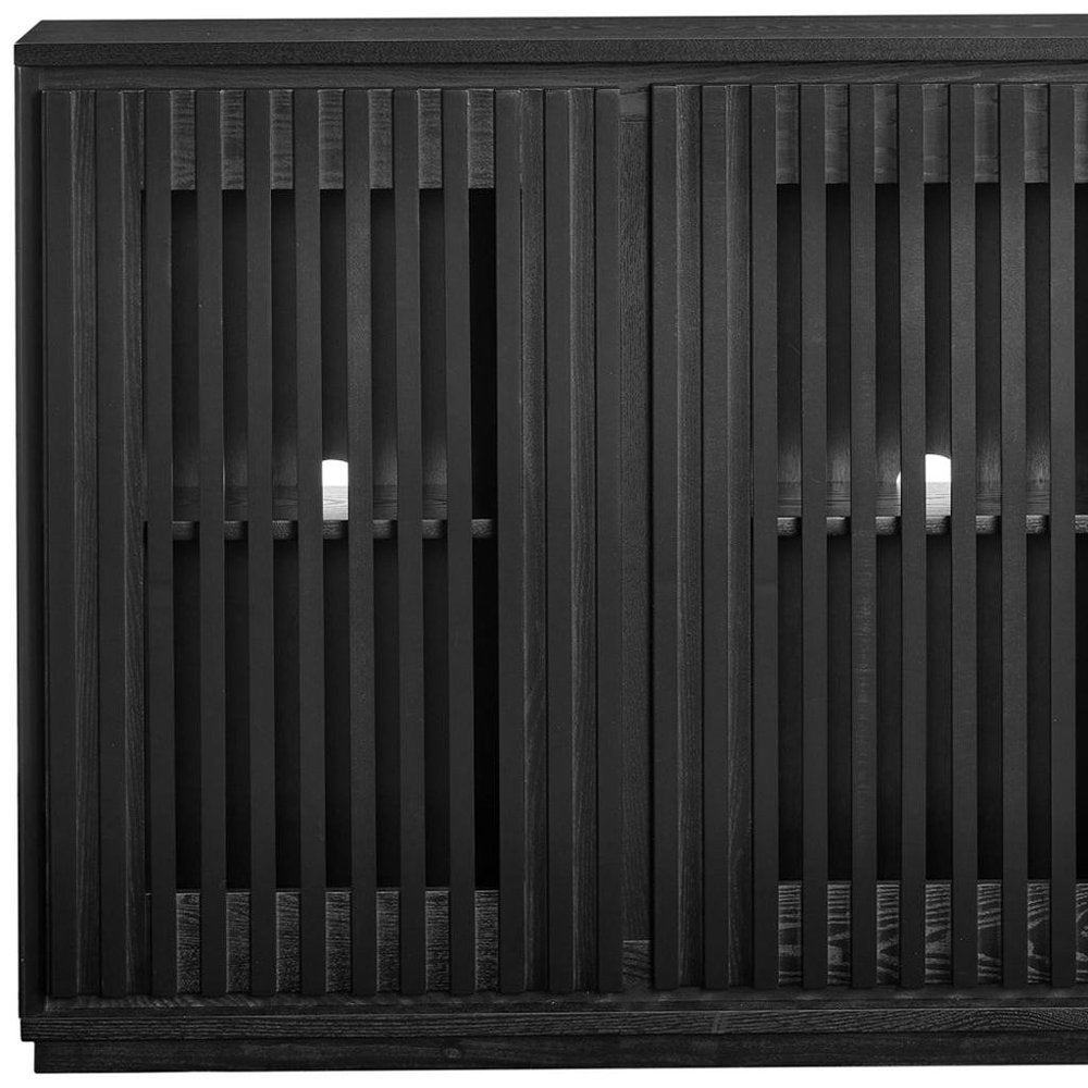 39" Black Fluted Wood Cabinet