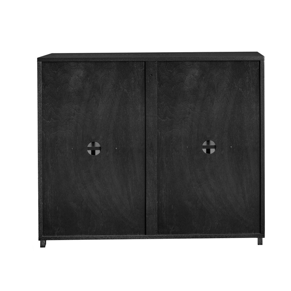 39" Black Fluted Wood Cabinet