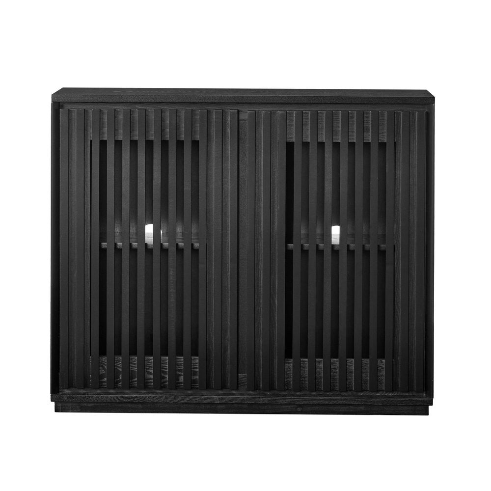 39" Black Fluted Wood Cabinet