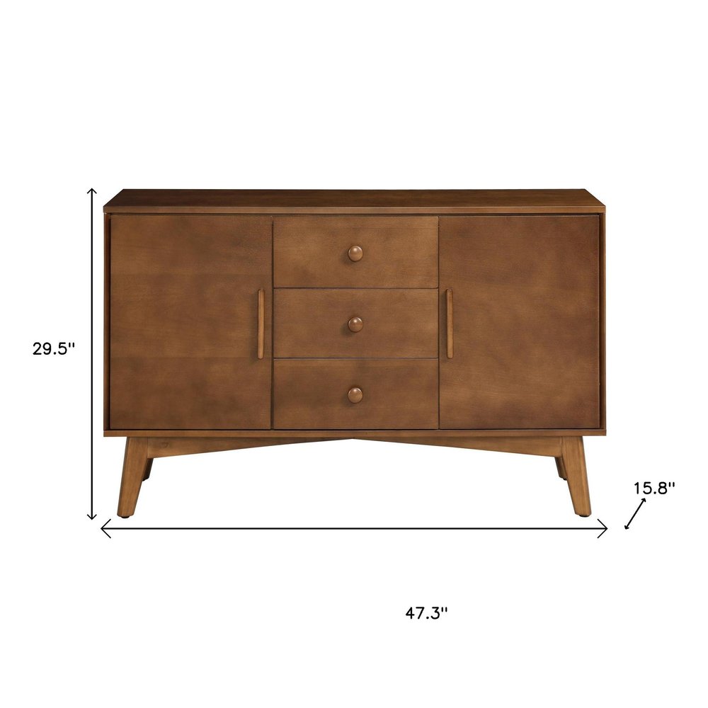 47" Brown Mid-Century Wood Accent Sideboard