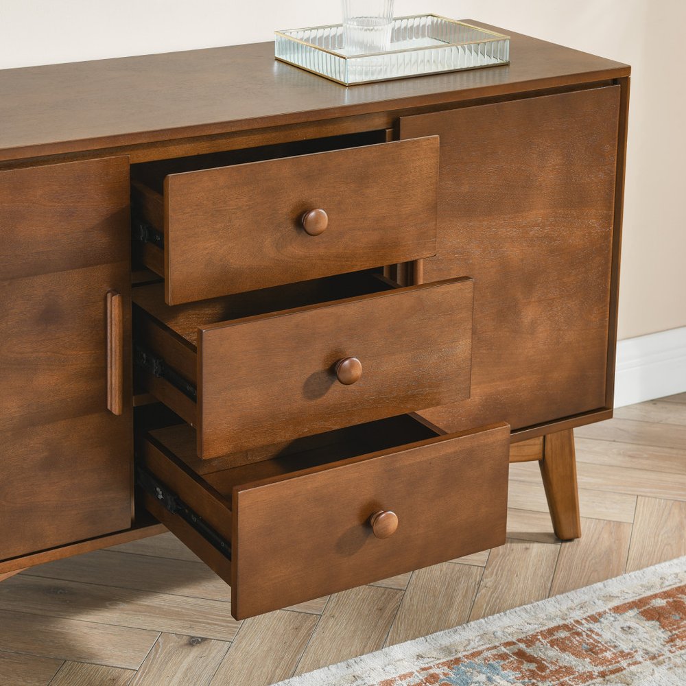 47" Brown Mid-Century Wood Accent Sideboard