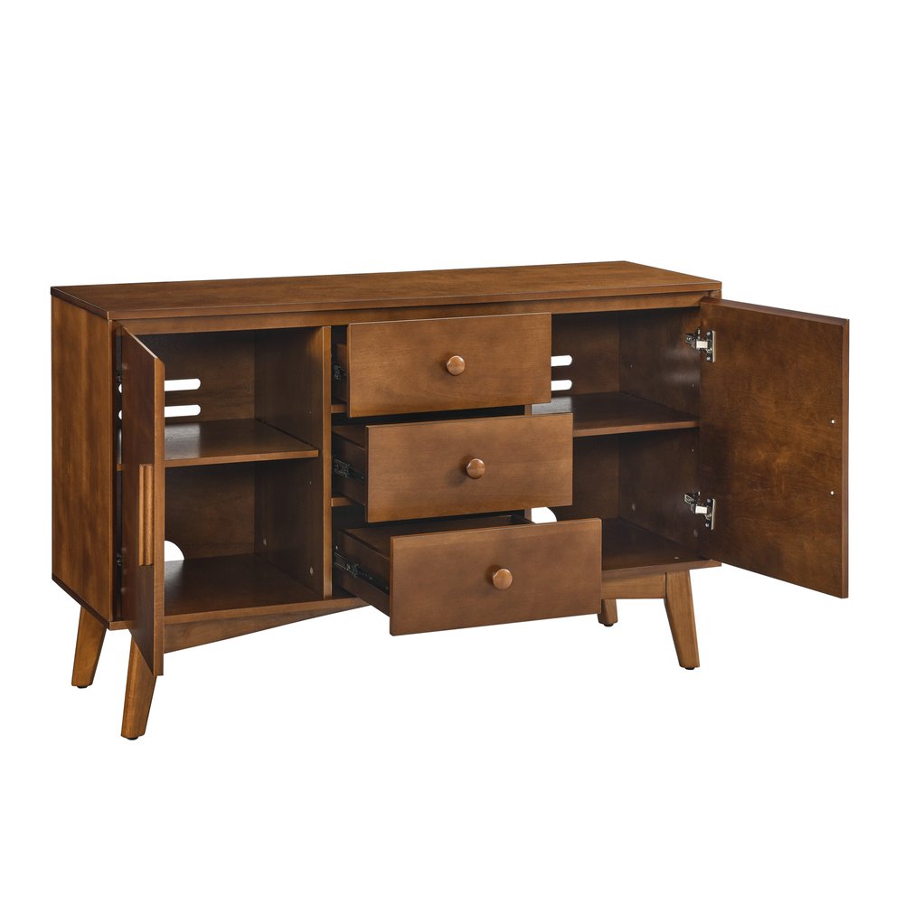 47" Brown Mid-Century Wood Accent Sideboard