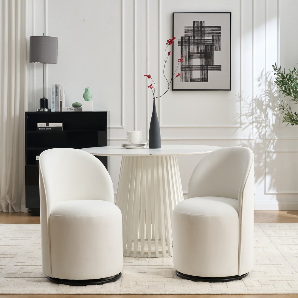 21" Velvet Curved Swivel Dining Chair