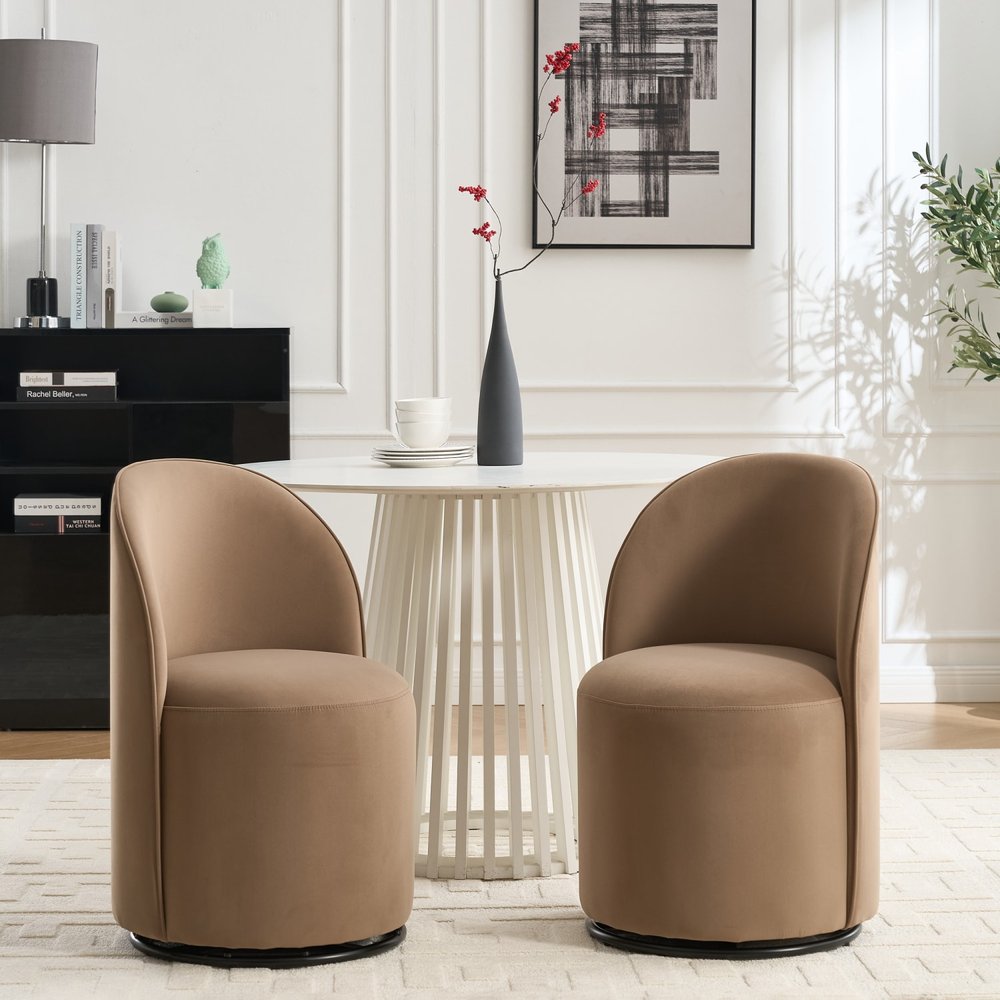 21" Velvet Curved Swivel Dining Chair