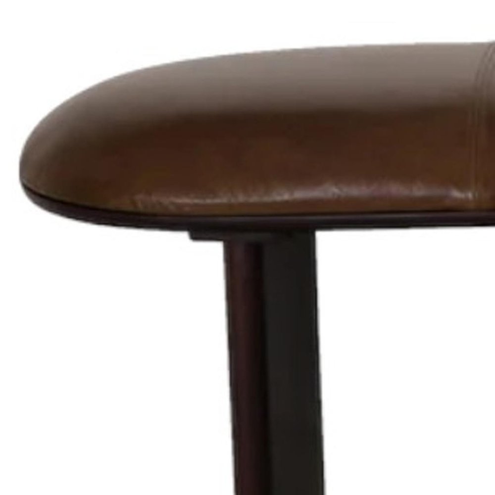 48" Brown Leather Oval Bench