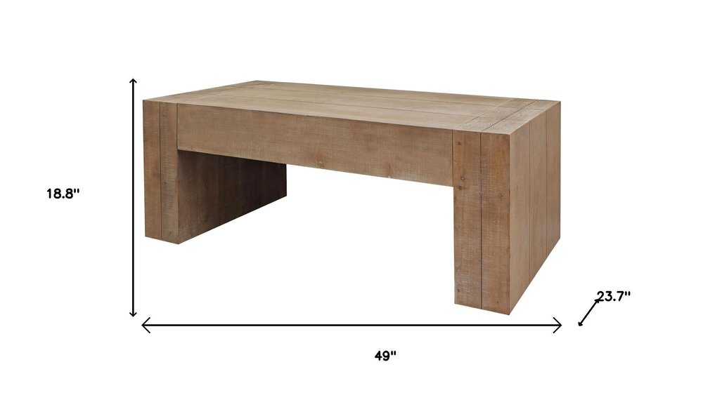 49" Natural Wood Rectangular Coffee Table