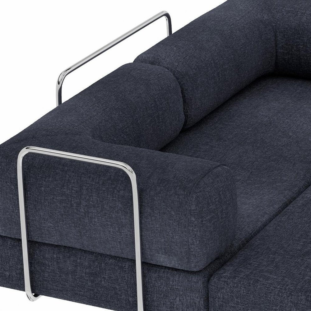 82" Chenille Modular Stainless Steel Sofa